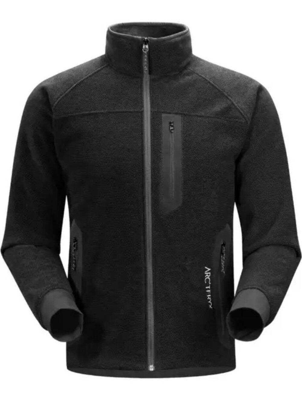 Arc'teryx Men's Strato Jacket In Black Polartec Thermal Pro Cobble Fleece